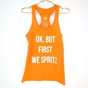 Aperol Spritz OK, But First We Spritz Orange Racerback Tank Top - Size L - FAIR